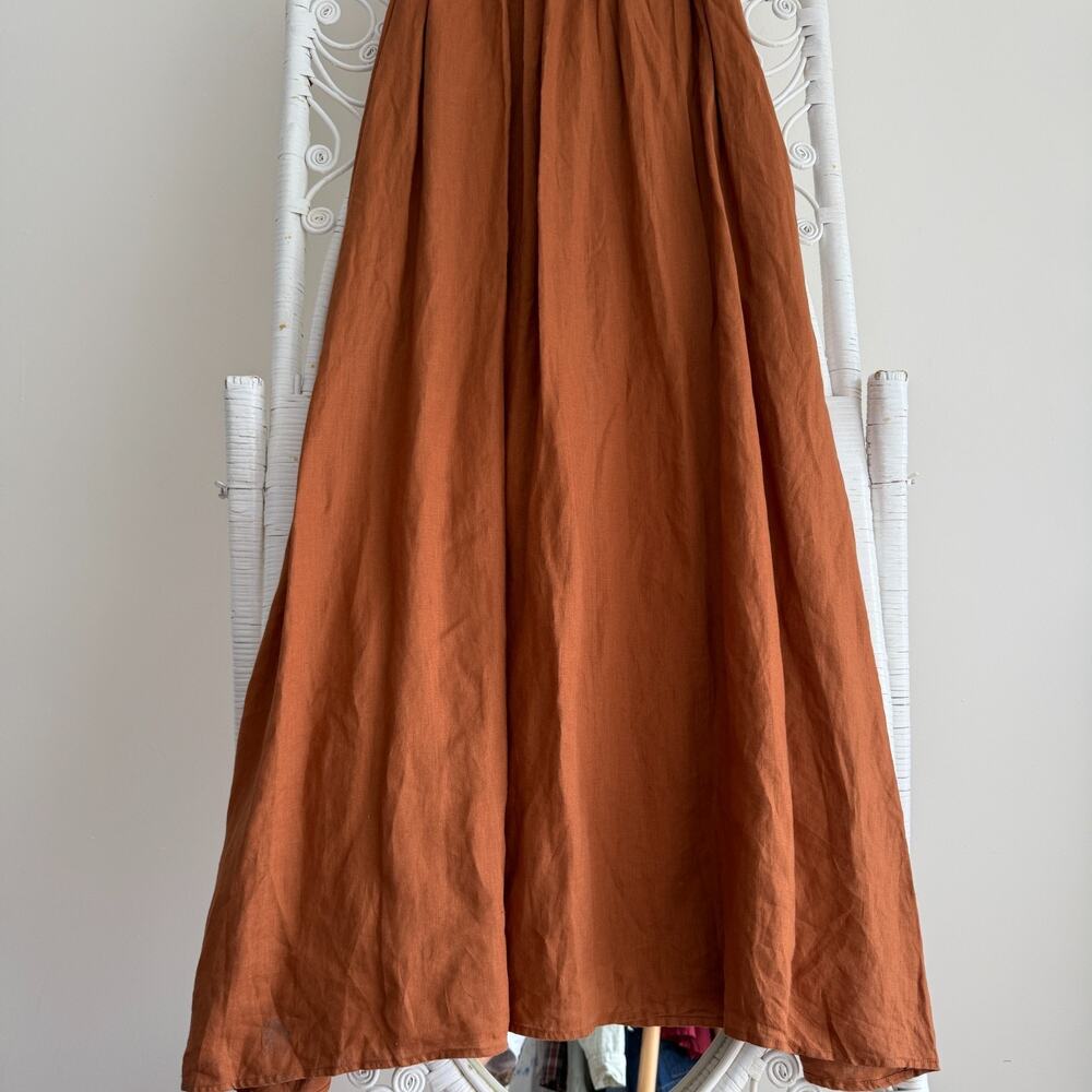 DISSH Linen Maxi Dress 6 Teracotta Minimalist Quiet Luxury Natural Earthy Boho - Picture 3 of 9